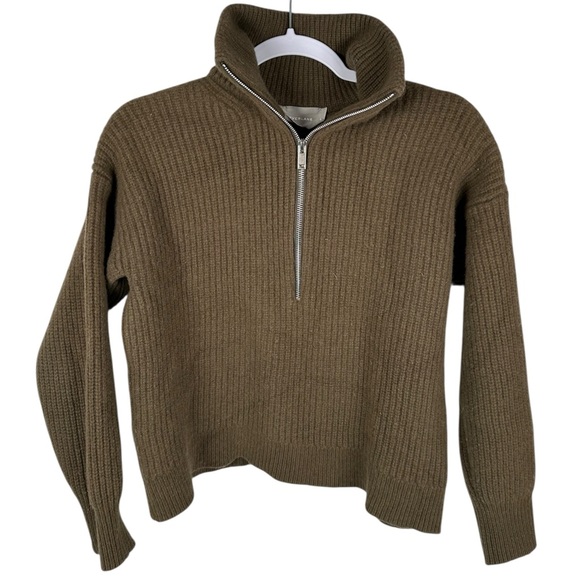 Everlane Brown Luxe Merino Wool Half Zip Pullover Sweater Women’s Size Small - Picture 2 of 7